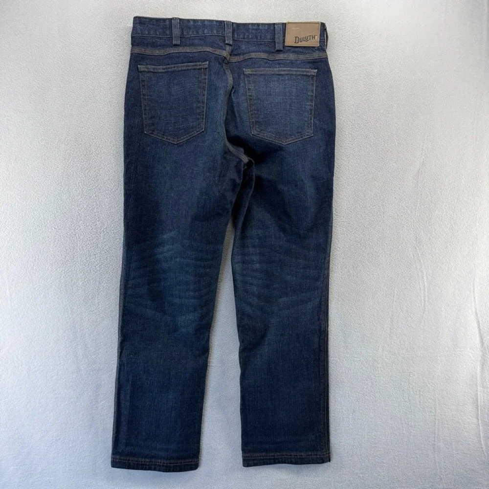 Duluth Jeans Mens 36x32 Blue Flex Ballroom Relaxed Fit Work Denim Cotton Blend
